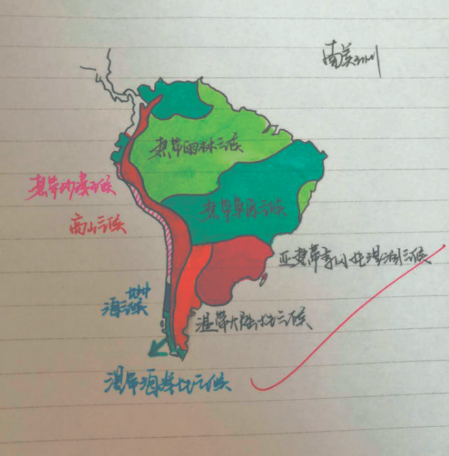 戴佳乐画的南美洲地图.